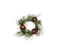 Homescapes Artificial Christmas Wreath with Robins Nests, 16 Inch