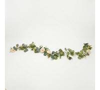 HOMESCAPES Rose Garland Artificial Flower Garland with Eucalyptus, Floral Greenery Garland for Wedding Table Decor, Fake Rose Vines for Arch & Wall Decoration