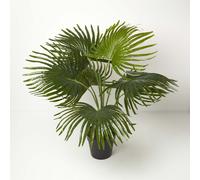 Homescapes Artificial Fan Palm Tree in Pot, 80 cm Tall