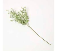 HOMESCAPES Artificial Boxwood Branch with White Flowers, 66 cm Realistic Decorative Branch