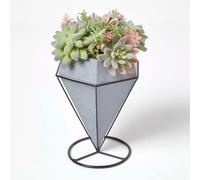 Homescapes Artificial Cactus and Succulent Arrangement in Geometric Pot - Green