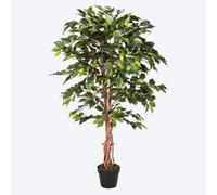 Homescapes Artificial Green Handcrafted Ficus Tree With Twisted Real Wood Stem, 120 Cm (4 Ft)