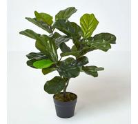Homescapes Artificial Green Handcrafted Fiddle Leaf Fig Tree In Pot, 70 Cm