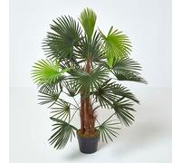 Homescapes Artificial Green Handcrafted 'lady Palm' Tree Rhapis Plant With Pot, 90 Cm