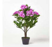 Homescapes Artificial Lilac Handcrafted Hydrangea Plant With Pot, 85 Cm