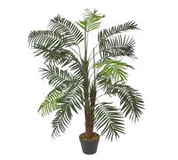 HOMESCAPES Artificial Palm Tree Indoor 120 cm (4 ft) - Faux Potted Palm Plant for Home & Office, Green with Black Pot