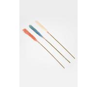 HOMESCAPES Set of 3 Orange Cream & Blue Artificial Single Stem Pampas Grass Flower 78 cm Tall Faux Silk Pampas Decoration for Bouquet or Floral Arrangement