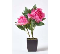(Pink) Artificial Peonies in Decorative Pot, 48 cm Tall