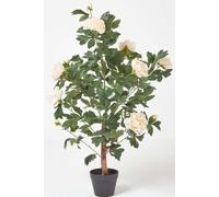 Homescapes Artificial Peony Tree In Black Pot, 100 Cm Tall In Peach Peach One Size