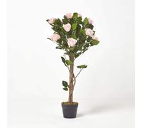 Homescapes Artificial Pink Handcrafted Potted Rose Tree, 90 Cm