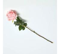 HOMESCAPES Artificial Single Stem Pink Rose 62 cm Faux Silk Rose Flower for Bouquet or Floral Arrangement