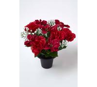 Homescapes Artificial Poinsettia And Rose Flowers In Pot, Artificial Flower Bouquet In Red Red