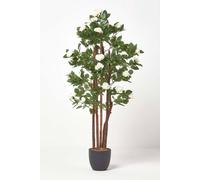 Homescapes Artificial Potted Tree With Green Leaves - 4 Feet In White White One Size