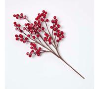 HOMESCAPES Artificial Single Stem Red Snow Berry Christmas Decorative Realistic Plant Festive Xmas Holidays Home Decor