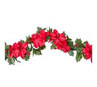 Homescapes Artificial Red Poinsettia Berry Garland, 175 Cm