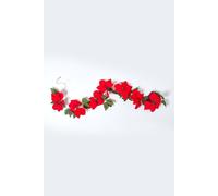 Homescapes Artificial Red Velvet Poinsettia Garland, 195 Cm Long Red