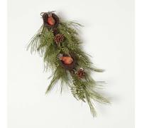 Homescapes Artificial Replica Pine Branch Christmas Swag with Robins Nests