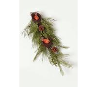 Homescapes Artificial Replica Pine Branch Christmas Swag With Robins Nests In Green Green One Size
