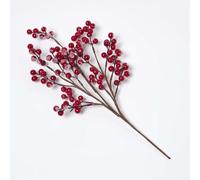HOMESCAPES Artificial Single Stem Red Snow Berry Christmas Decorative Realistic Plant Festive Xmas Holidays Home Decor