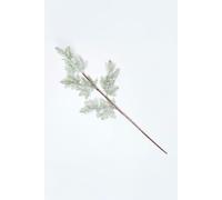 HOMESCAPES Artificial Flowers for Decoration, Realistic Fake Snowy Pine Stem Christmas Flowers, Festive Xmas Plastic Faux Floral Arrangements Indoor Outdoor Home Party Decor - Green, White 27cm