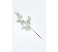 HOMESCAPES Artificial Flowers for Decoration, Realistic Fake Snowy Pine Stem Christmas Flowers, Festive Xmas Plastic Faux Floral Arrangements Indoor Outdoor Home Party Decor - Green, White 27cm