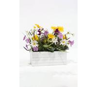Homescapes Artificial Spring Flowers In Rustic Trug, 30Cm, Mixed In Yellow Yellow