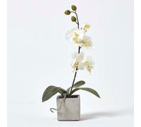 Homescapes Artificial White Handcrafted Orchid Flowers In Pot, 40 X 13 Cm