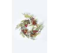 Homescapes Artificial Wreath with Berries & Pinecones, 18 Inches in Green Homescapes Green