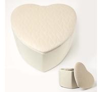 (Cream) Arundel Heart-Shaped Velvet Footstool with Storage