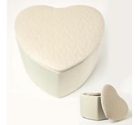 HOMESCAPES Arundel Heart-Shaped Velvet Footstool with Storage - Cream