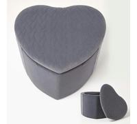 Homescapes Arundel Heart-Shaped Velvet Footstool with Storage in Grey Homescapes Grey