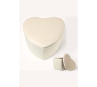 Homescapes Arundel Heart-Shaped Velvet Footstool With Storage, Cream