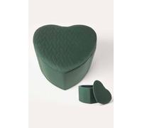 Homescapes Arundel Heart-Shaped Velvet Footstool With Storage In Emerald
