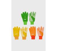HOMESCAPES Gardening Gloves for Women & Men, Set of 3, Superior Grip Non-Slip Safety Work Gloves, Durable Cotton, Polyester & PVC for Garden Landscaping, Colourful Assorted Green, Red, Yellow, Orange