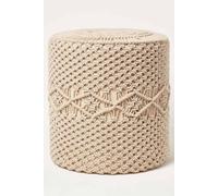 Homescapes Astrid Macrame Pouffe, 42 cm Tall in Natural Homescapes Natural
