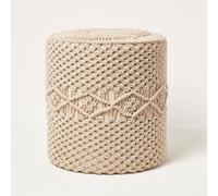 Homescapes Astrid Natural Macrame Pouffe, 42 Cm Tall