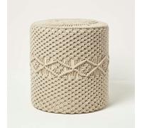 Homescapes Astrid Macrame Pouffe, 42 cm Tall in Natural Homescapes Natural