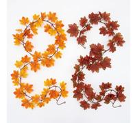 HOMESCAPES Autumn Garland - 190cm Artificial Maple Leaf Garland (Set of 2) - Fall Decor for Home, Halloween & Thanksgiving - Autumn Decorations