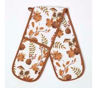 HOMESCAPES Premium Christmas Oven Gloves Heat Resistant, 100% Cotton, Xmas Santa Gonks, Heavy Duty Double Oven Gloves, Potholders for Chefs, Kitchen, Cooking, Baking & Grilling