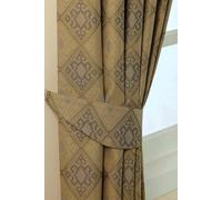 Homescapes Gold Aztec Jacquard Curtain Tie Back Pair