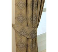 Homescapes Aztec Jacquard Curtain Tie Back Pair in Gold Homescapes Gold