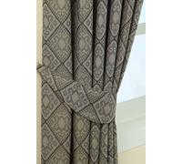 (Grey) Aztec Jacquard Curtain Tie Back Pair
