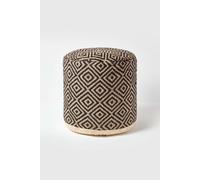 Homescapes Aztec Style Jute Footstool Beanbag Round in Black Homescapes Black