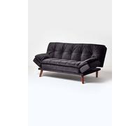 Homescapes Bailey Velvet Sofa Bed With Armrests In Black Black