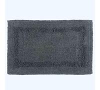 HOMESCAPES Bath Mat, Luxury 1600gsm Extra Soft 100% Cotton, Reversible Bathroom Mats Non-Slip, Washable, Super Absorbent, Quick-Dry, Grey Bathroom Rug, 50 x 80 cm