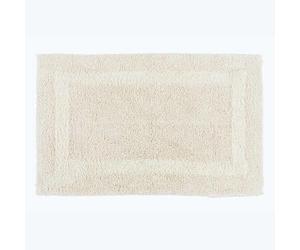 HOMESCAPES Bath Mat, Luxury 1600gsm Extra Soft 100% Cotton, Reversible Bathroom Mats Non-Slip, Washable, Super Absorbent, Quick-Dry, Cream Bathroom Rug, 50 x 80 cm