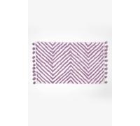 Homescapes Lilac Cotton Bath Mat Tufted Zig Zag With Pom Pom Edges 50 X 80 Cm