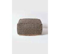 Homescapes Black And Cream Bean Cube Footstool With Aztec Pattern