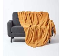 HOMESCAPES Bed Sofa Throw Cotton Chenille Tie and Dye Rust 150 x 200 cm or 60 x 79 inches