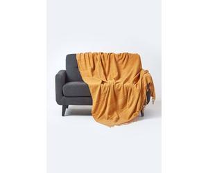 Homescapes Bed Sofa Throw Cotton Chenille Tie Dye In Pale Orange Pale Orange